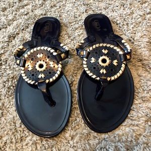 Navy Blue & Gold Jelly Sandals